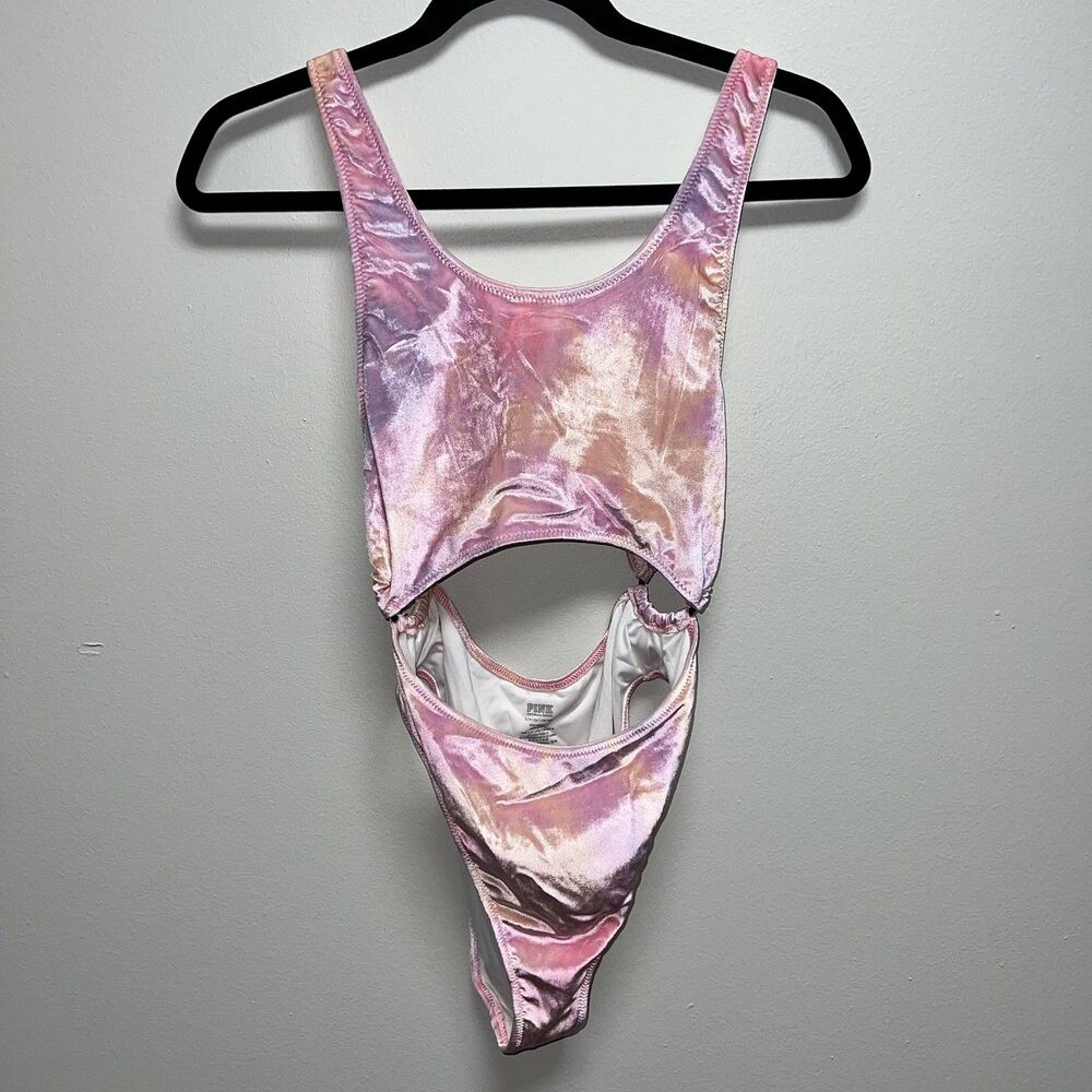 VICTORIAS SECRET PINK VELVET SWIM MONOKINI ONE PIECE SWIMSUIT OMBRE PINK PURPLE